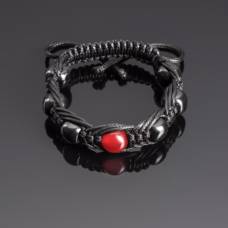 Bracelet of Shungite with Red Jade