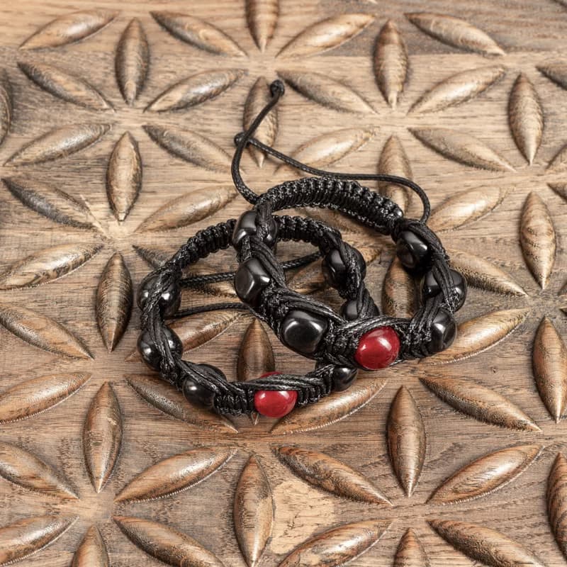 Bracelet of Shungite with Red Jade