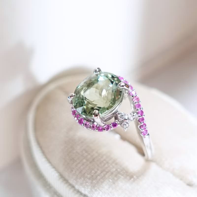 4.1ct 天然阿富汗 薄荷綠碧璽 精切光澤閃耀 設計師訂製款 純銀戒