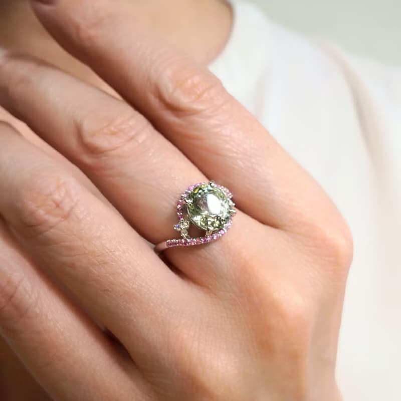 4.1ct 天然阿富汗 薄荷綠碧璽 精切光澤閃耀 設計師訂製款 純銀戒