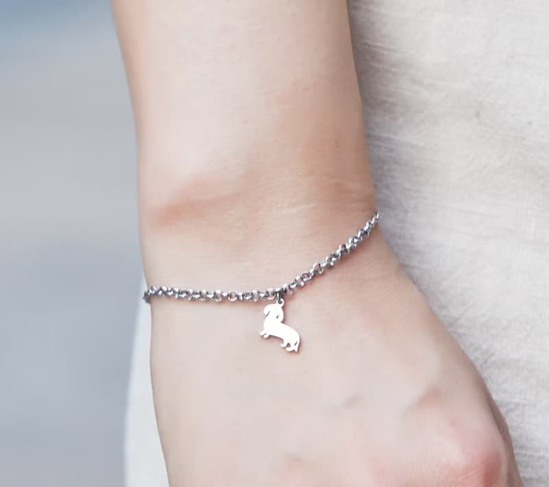 狗狗手鍊系列-臘腸狗 - 抗敏醫療鋼