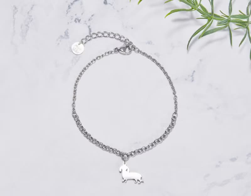 狗狗手鍊系列-臘腸狗 - 抗敏醫療鋼