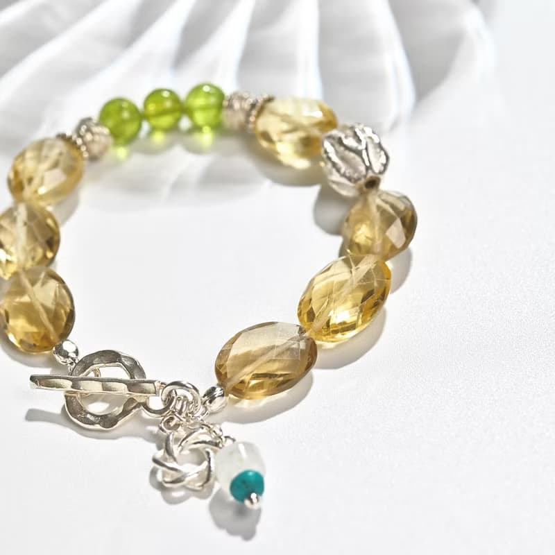 晶漾時光 | 黃水晶* 橄欖石純銀手鍊