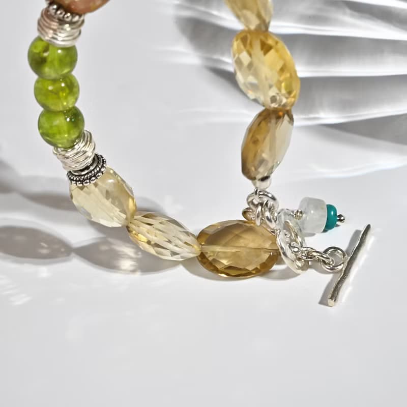 晶漾時光 | 黃水晶* 橄欖石純銀手鍊