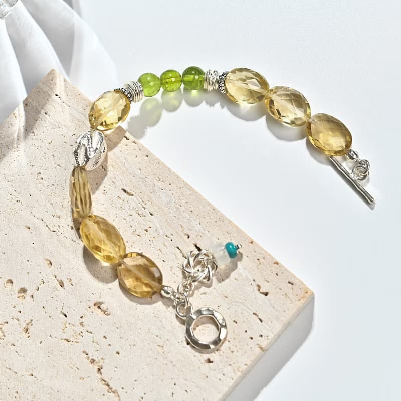 晶漾時光 | 黃水晶* 橄欖石純銀手鍊