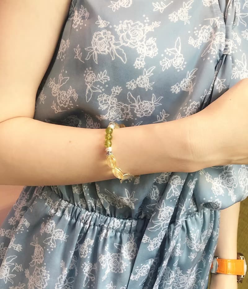 晶漾時光 | 黃水晶* 橄欖石純銀手鍊