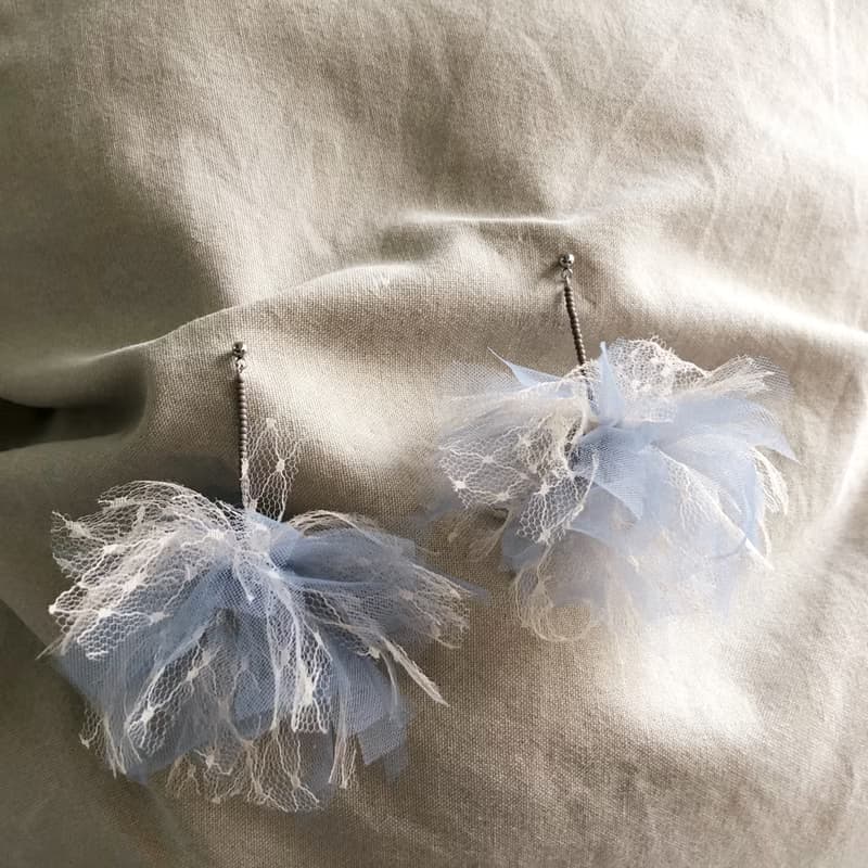 網紗耳環 / 煙花系列 粉藍色