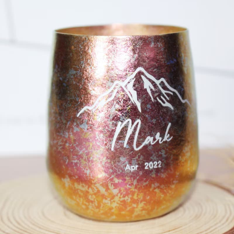 Pure Titanium Cup | 戶外便攜純鈦冰花水杯|雕刻