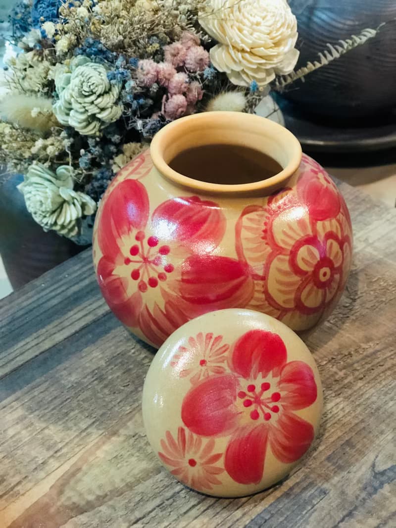 純手工製作繪製 陶瓷 茶葉罐 密封罐 植感系列 山茶花茶倉