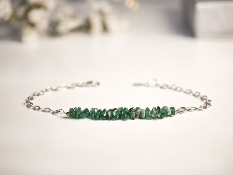 Green Apatite Bracelet, 925 Silver, Gemini stone, Leo crystal, New Year Gift