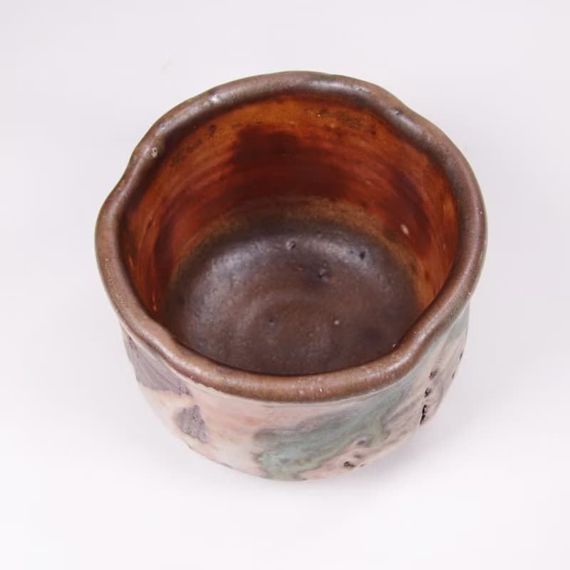 明芽窯 l 柴燒志野灰釉茶碗 陶器 陶藝品 茶具 H6