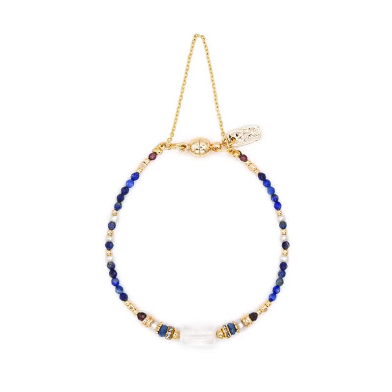 事業 x 青金石 白水晶 天然石【龍膽花 • 愛上憂傷的你】手鍊