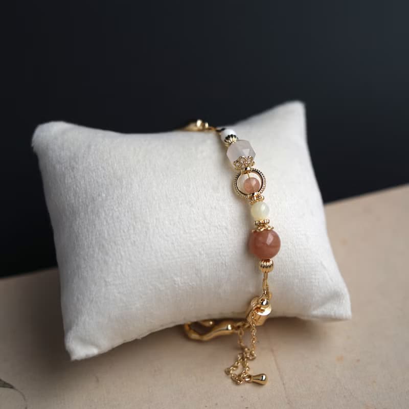 【四葉】天然石 手鐲 手鍊 | 太陽石 白蝶貝 白瑪瑙