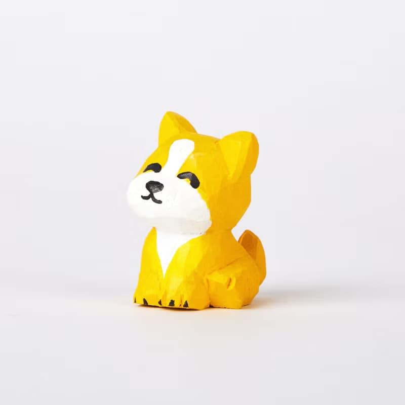 Dovo 笑容燦爛的黃色小狗木雕