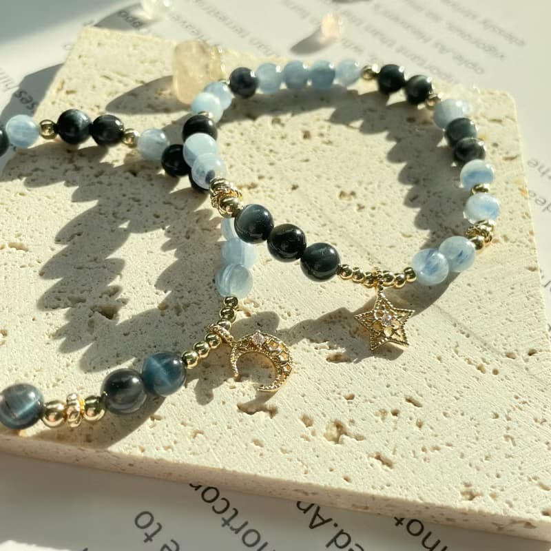 暗黑閨蜜 開運水晶手鍊組14KG 藍晶石 藍虎眼石 生日禮物水晶