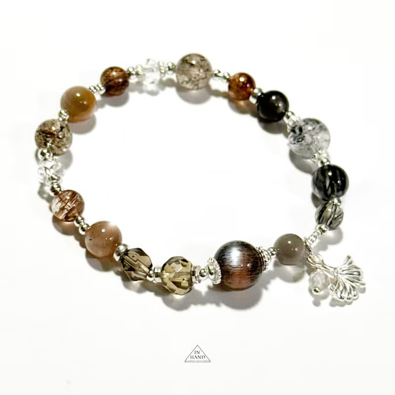 燙金秋日-黑金超七.黑金太陽石.黑髮晶-純銀設計款