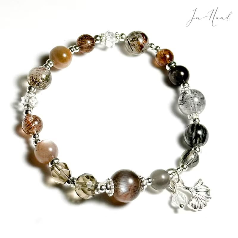 燙金秋日-黑金超七.黑金太陽石.黑髮晶-純銀設計款