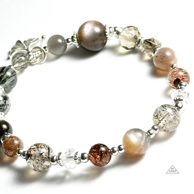 燙金秋日-黑金超七.黑金太陽石.黑髮晶-純銀設計款