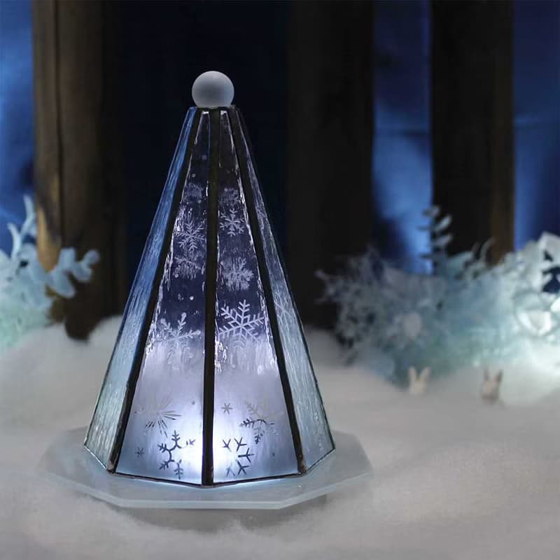 大人のクリスマスツリー 雪と氷の世界 ステンドグラス ランプ,LEDライト付