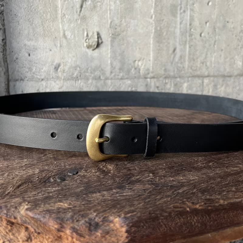 3cm寬 好耐皮帶 馬蹄頭I黑 義大利植鞣革真皮腰帶