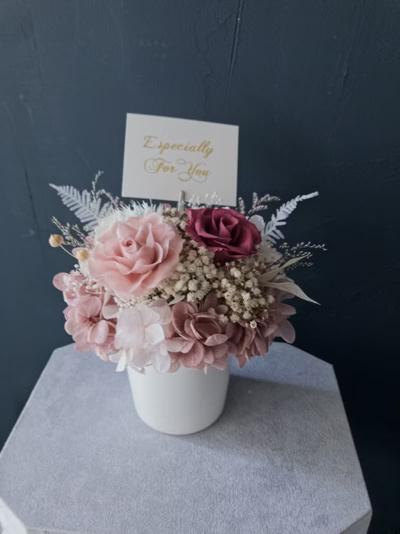 畢業情人節畢業花束畢業謝師花禮選胭粉色系日本永生花玫瑰繡球