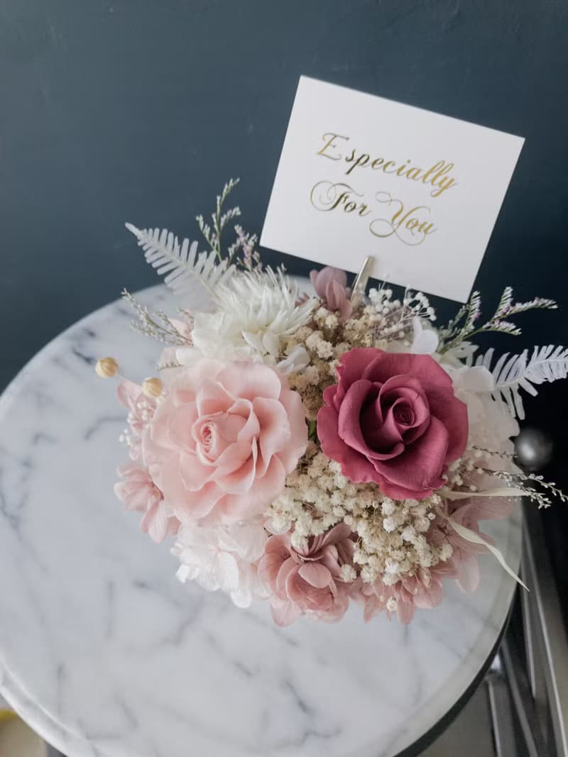 畢業情人節畢業花束畢業謝師花禮選胭粉色系日本永生花玫瑰繡球