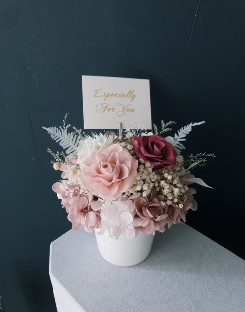 畢業情人節畢業花束畢業謝師花禮選胭粉色系日本永生花玫瑰繡球