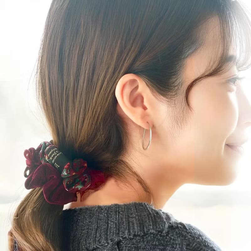 カカオ&フランボワーズ　チョコレートの様なシュシュとヘアゴムのセット　バレンタイン　大人かわいい　ギフト