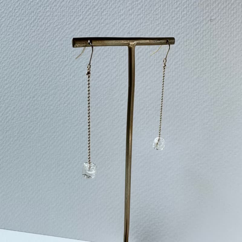 簡約透明泡泡玻璃珠小雨點耳環