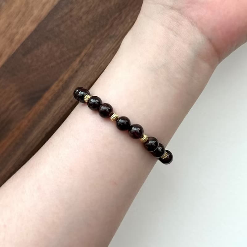 【摩羯水瓶座|1月】石榴石球鍍金手鏈 個人魅力自信 幸福永恆愛情