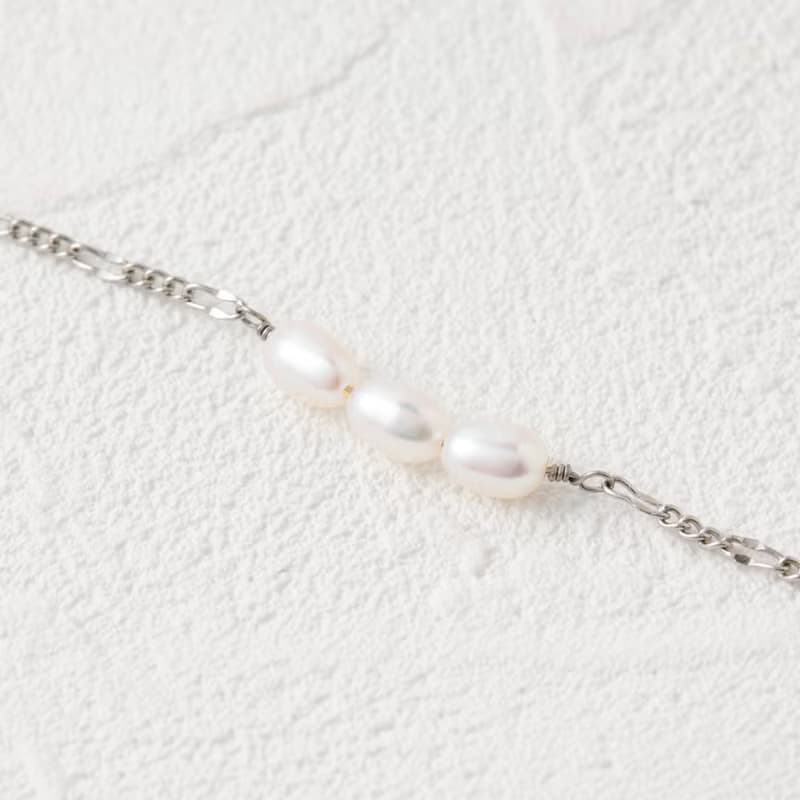 3 pearls magnet bracelet SV ニッケルフリーマグネットブレスレット　磁石で着脱簡単な淡水パールブレスレット　シルバー