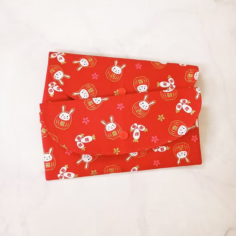 兔年 卯年 燙金手工長型布紅包袋 存摺袋