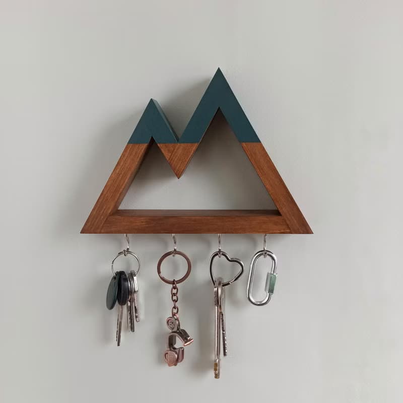Wall key holder mountains, wooden key rack, key hooks for wall