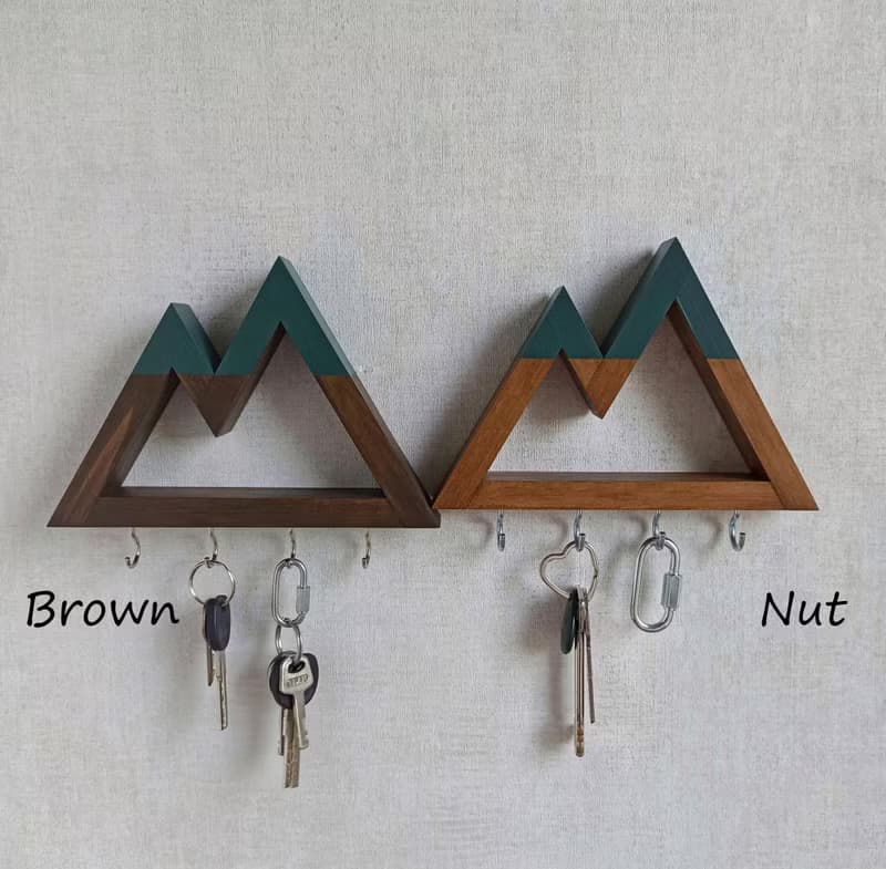 Wall key holder mountains, wooden key rack, key hooks for wall