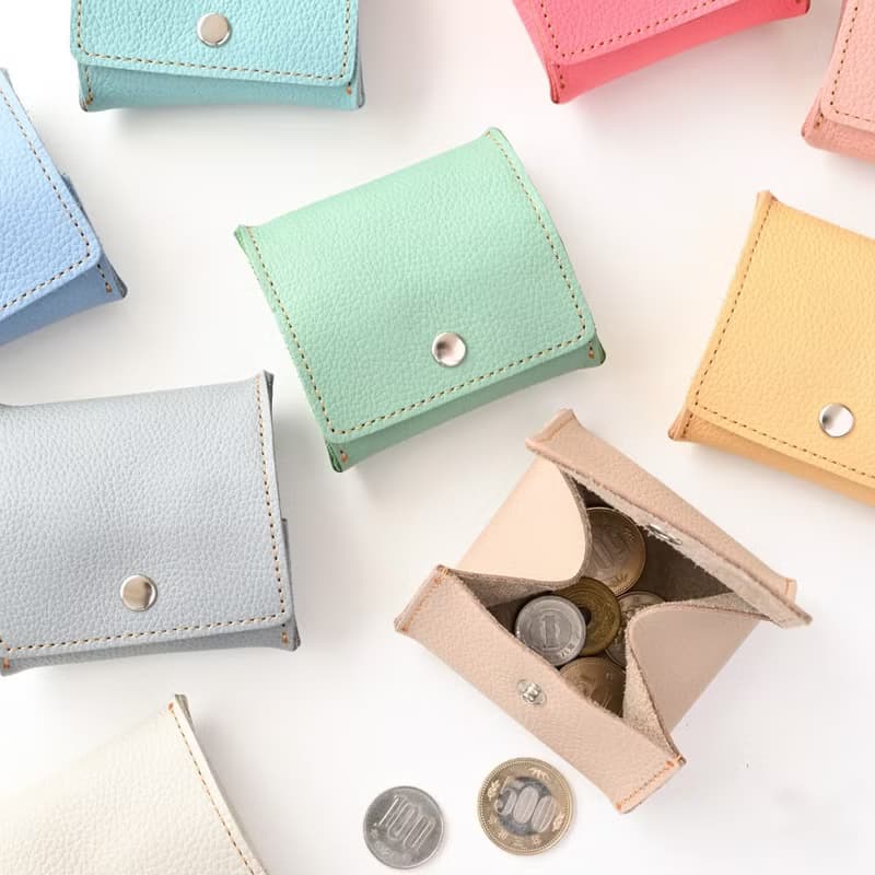 ボックス型 コインケース 【 シュリンクレザー 】 本革 小銭入れ ミニ財布 小物入れ コンパクト くすみカラー プレゼント HS73K