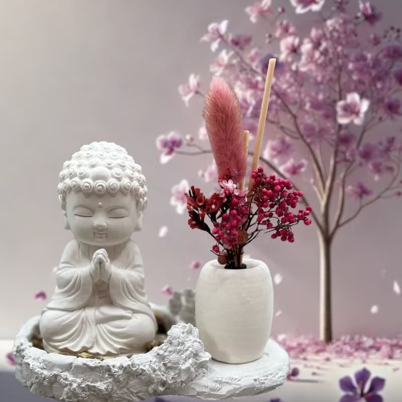 佛藝新美學 藝術香氛擺件 淨念吉祥小佛之順德 豪華田園套組