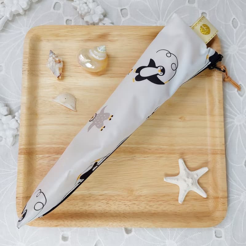 韓國滑雪企鵝防水布拉鍊立體餐具袋