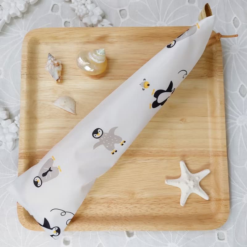 韓國滑雪企鵝防水布拉鍊立體餐具袋