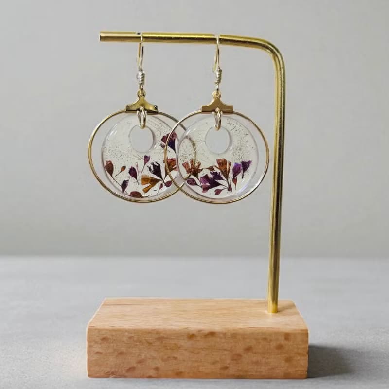 全新壓花樹脂耳飾 滴膠花耳飾 仙氣花耳飾