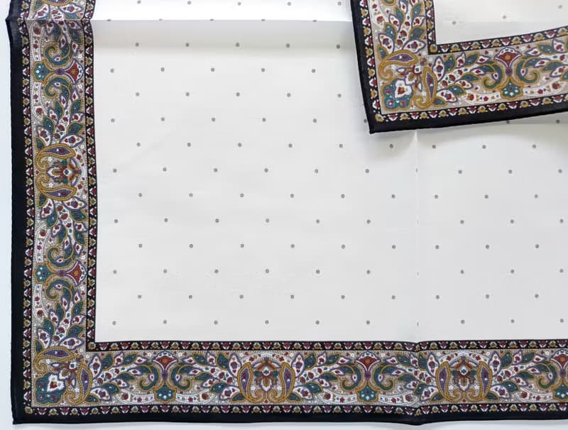 Christian Dior Vintage Handkerchief Pocket Paisley Beige 19 x 19 inches.