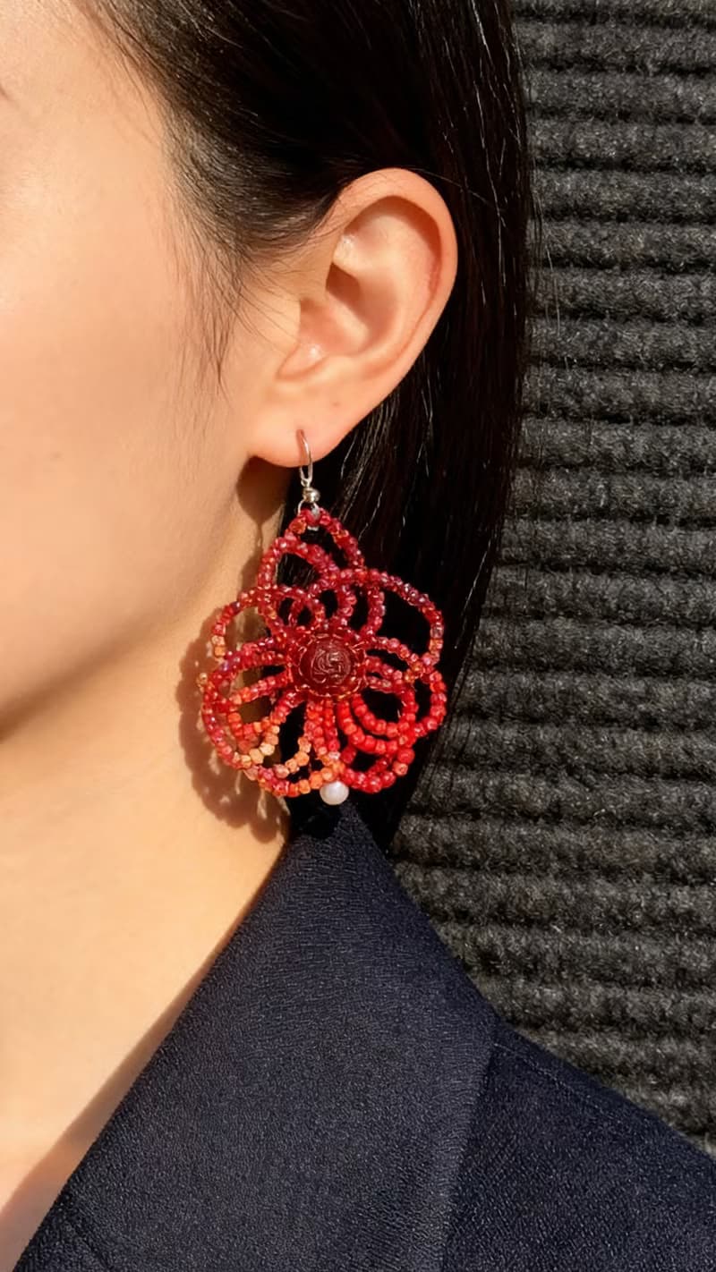 Crystal.EAA 設計款琉璃耳飾 朱華纏蕊耳環