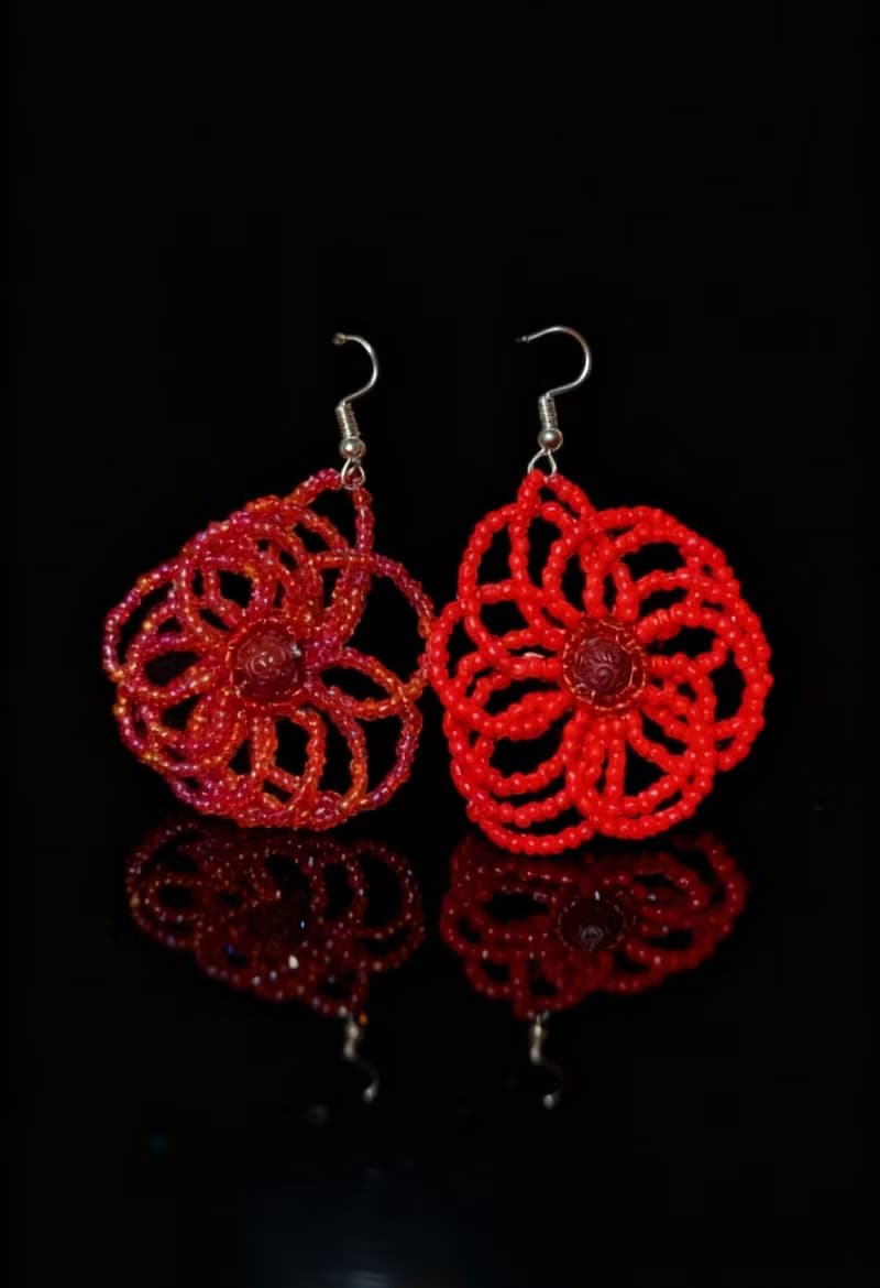 Crystal.EAA 設計款琉璃耳飾 朱華纏蕊耳環