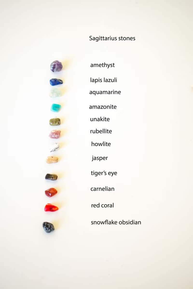 Sagittarius crystals set, harmonizing stones, raw gems box, rough amethyst