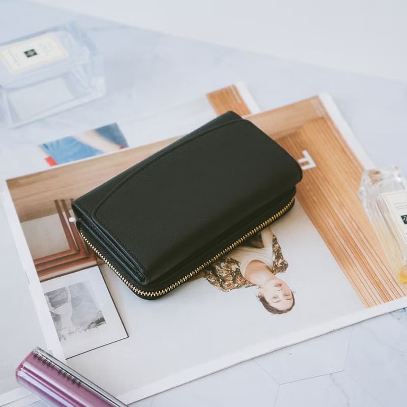 【禮盒】時尚真皮質感中夾 X0007 黑