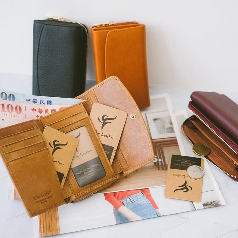 【禮盒】時尚真皮質感中夾 X0007 黑