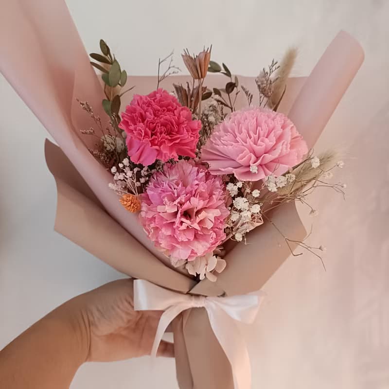 永生乾燥康乃馨玫瑰花束 工商企業贈品課程禮物n七夕情人節花束