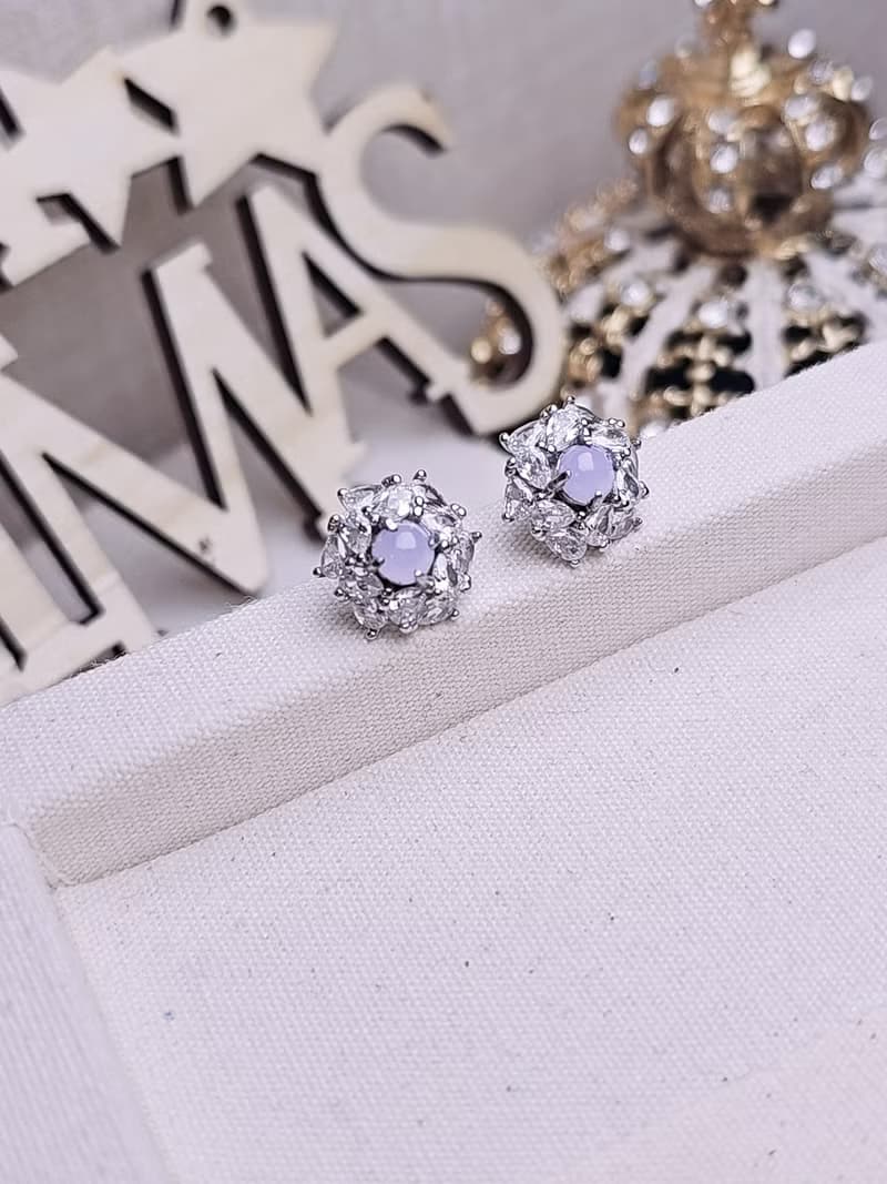 貴人運•桃花開|夢幻淡冰芭比粉紫|緬甸A貨翡翠純銀小奢華耳環