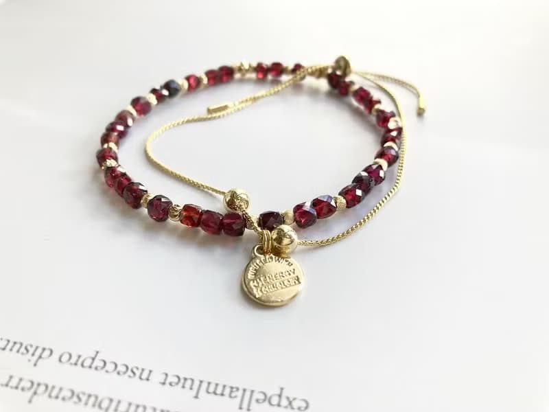 紅石榴手環套裝 水晶手鍊+手環 改善健康 增強信心 減低負能量