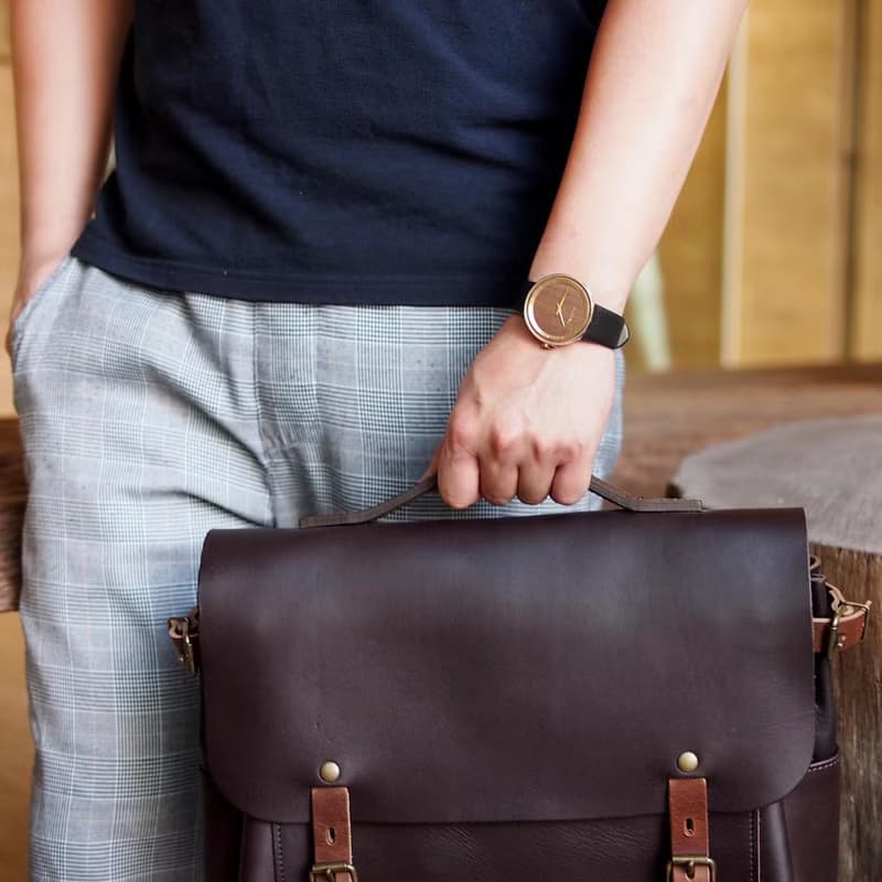 VEJRHOJ 丹麥霍伊經典原木手錶 The SUN 咖啡棕 黃銅金 胡桃木