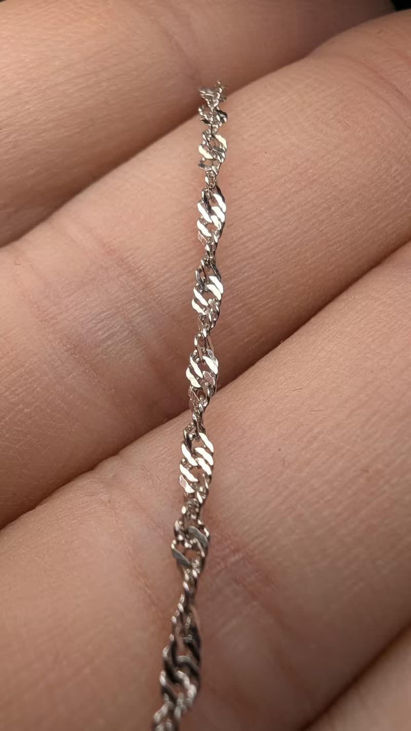 【加購區】0.8mm 40/45公分 鍍白金水波 925純銀鍊 項鍊 送禮